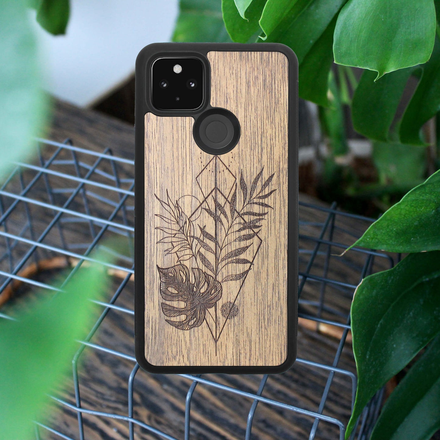 Wood Google Pixel 4A 5G Case Monstera