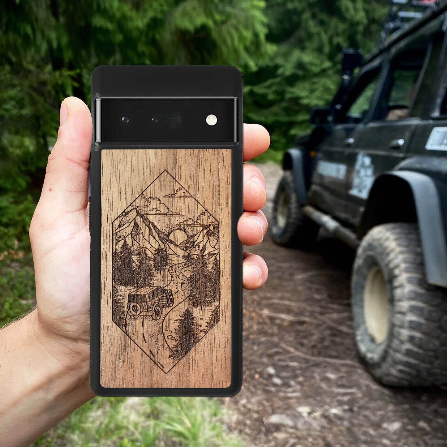 Wood Google Pixel 6 Case Mountain Road