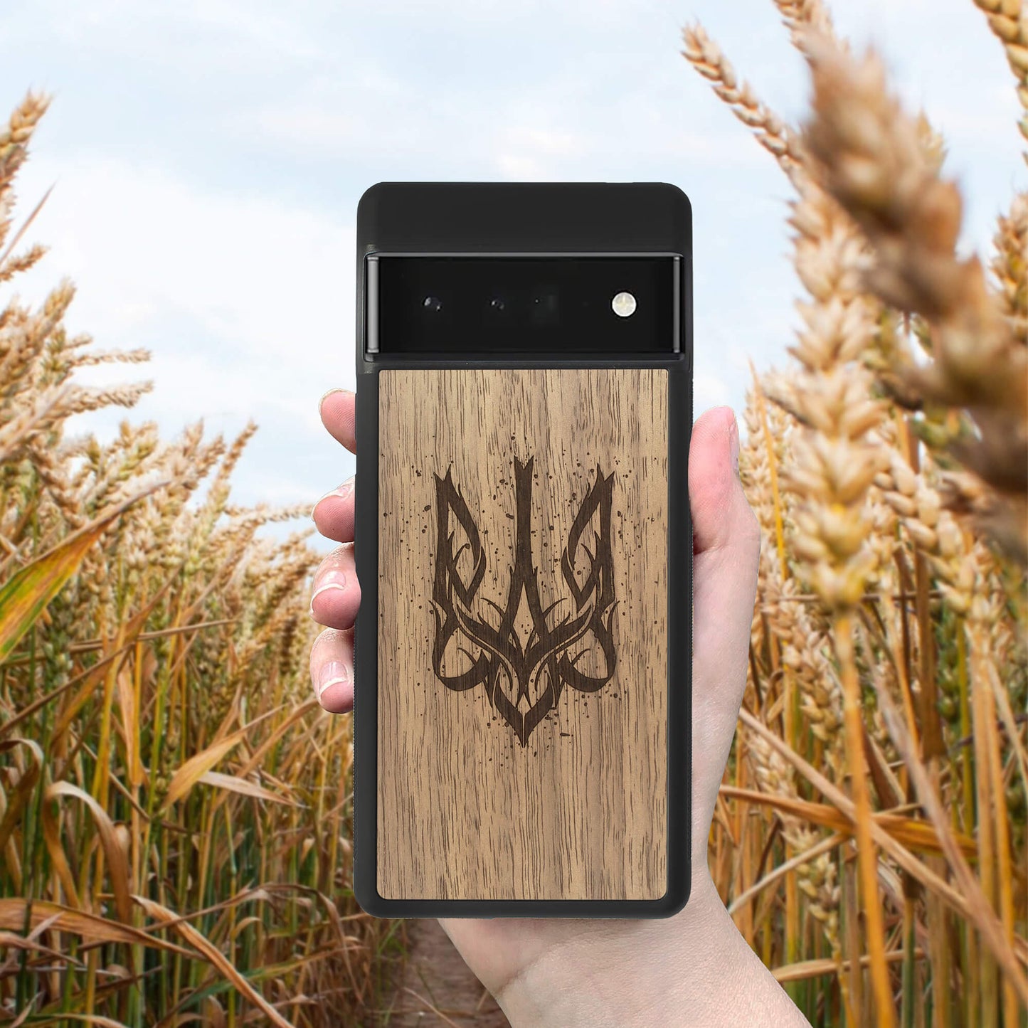 Wood Pixel 4A 5G Case Ukrainian Trident Trizub