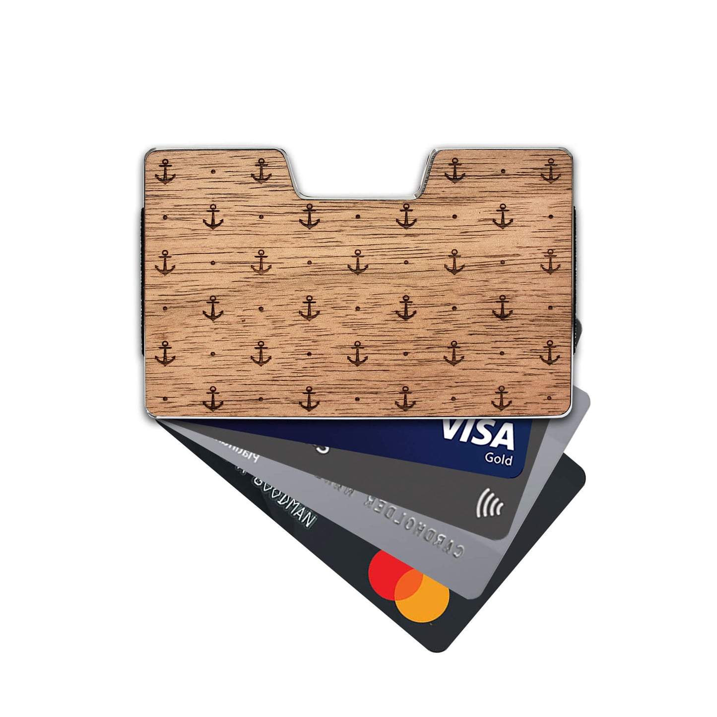 Anchor - Wooden Credit Card Holder with Money Clip Wallet
