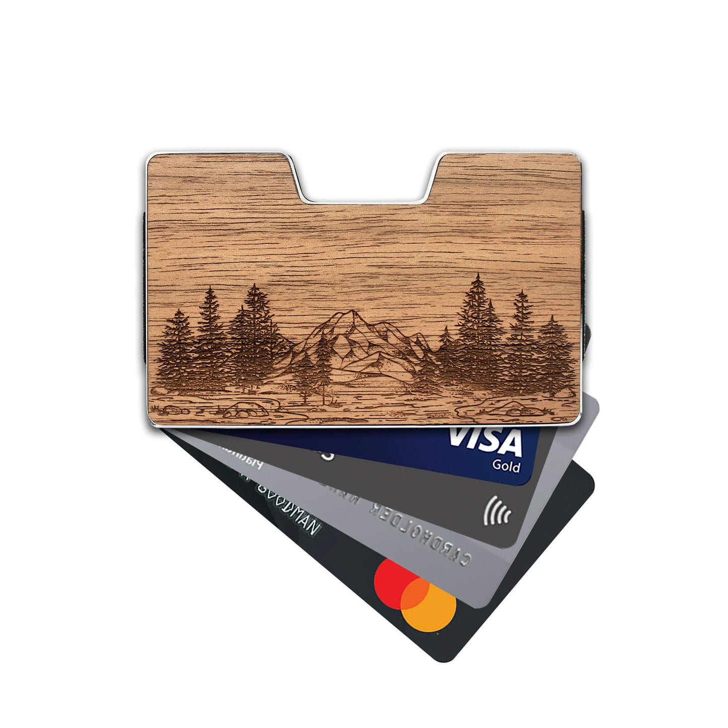 Nature - Wooden Credit Card Holder with Money Clip Wallet