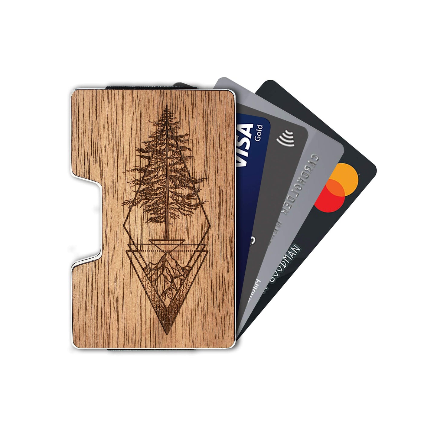 Picea - Wooden Credit Card Holder with Money Clip Wallet
