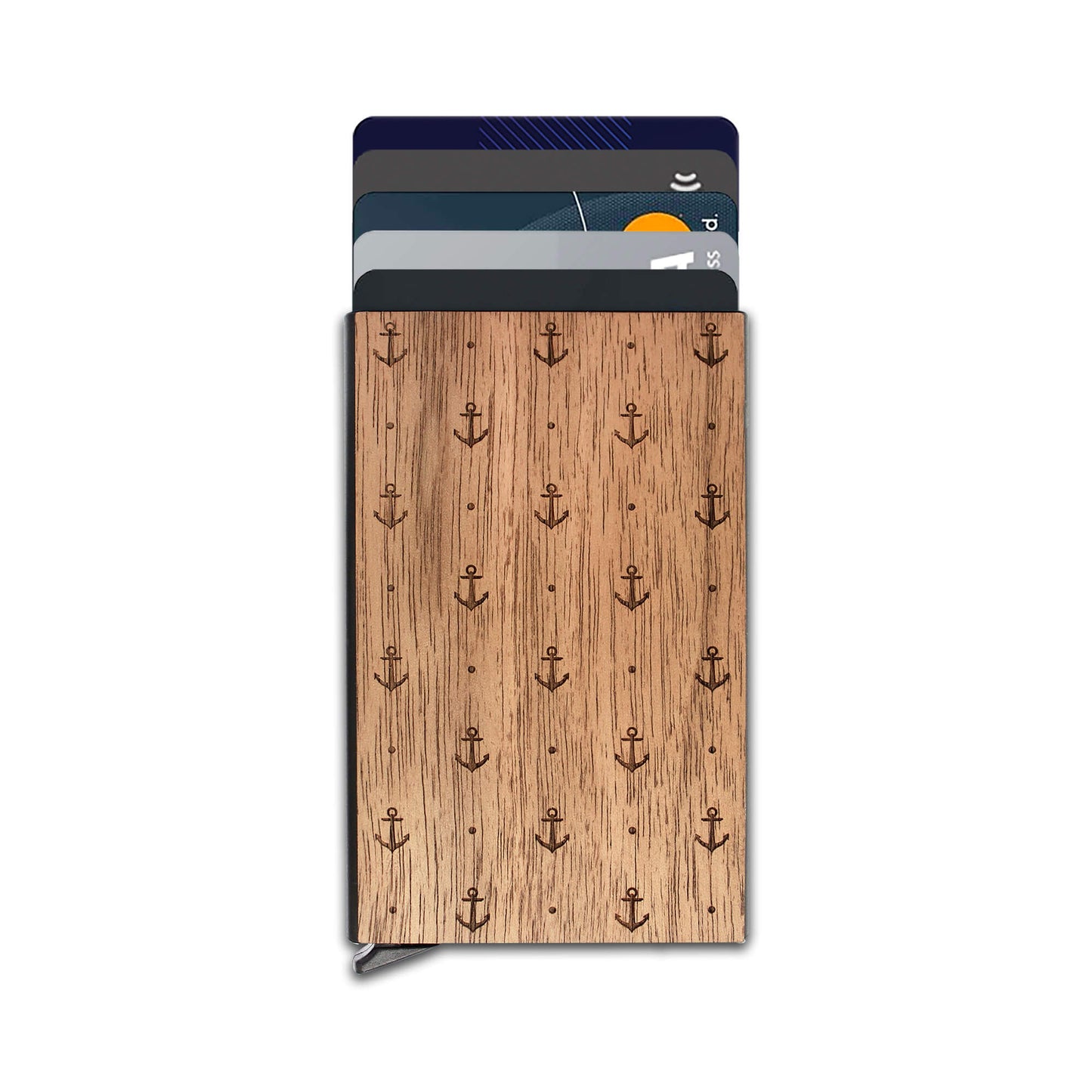 Anchor - Wood & Metal Credit Card Holder with Pop Up