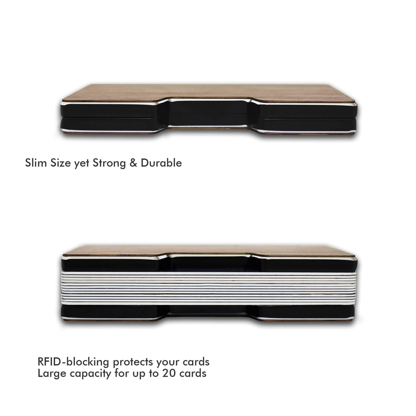 US flag - Wooden Credit Card Holder with Money Clip Wallet
