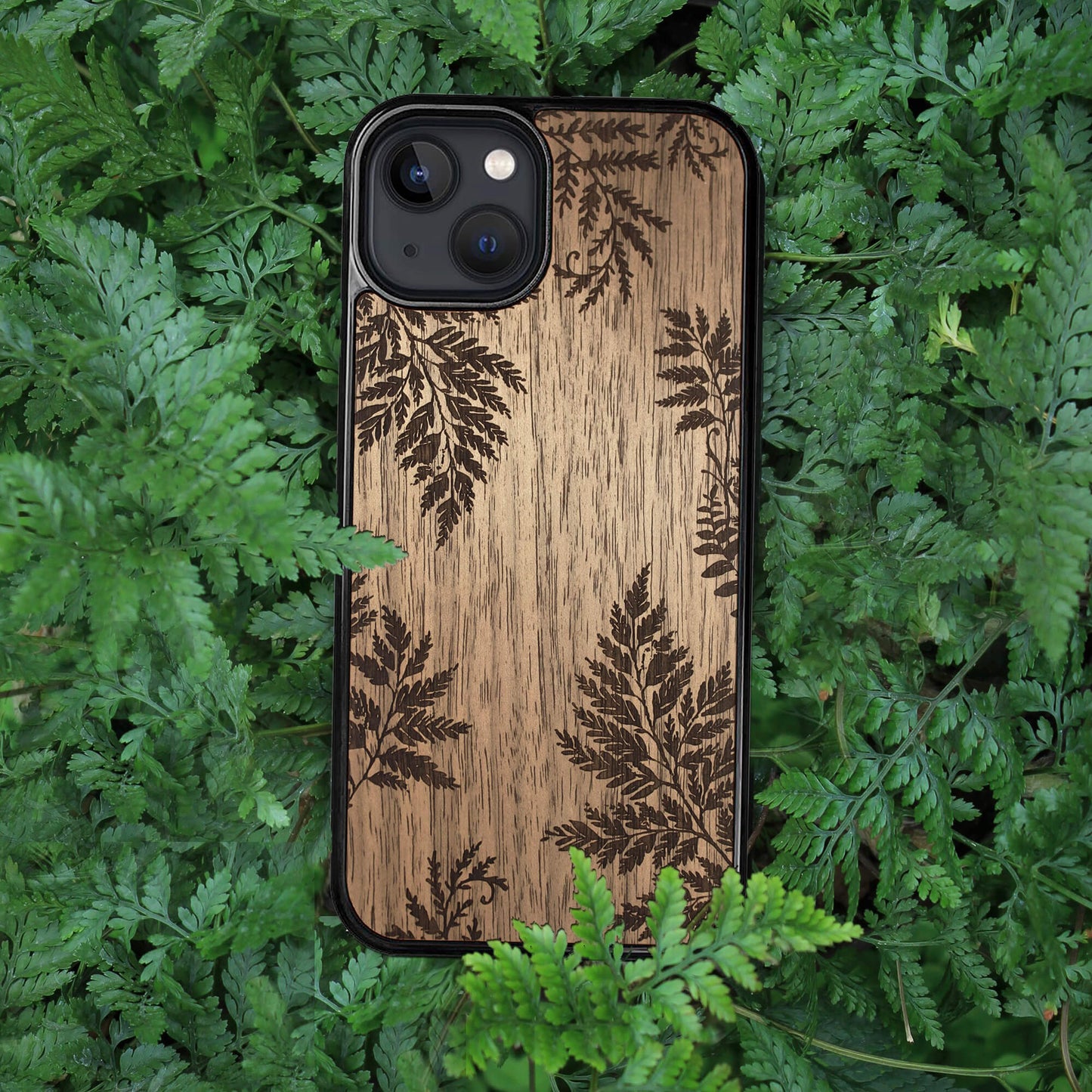 Wood iPhone 14 Case Botanical Fern