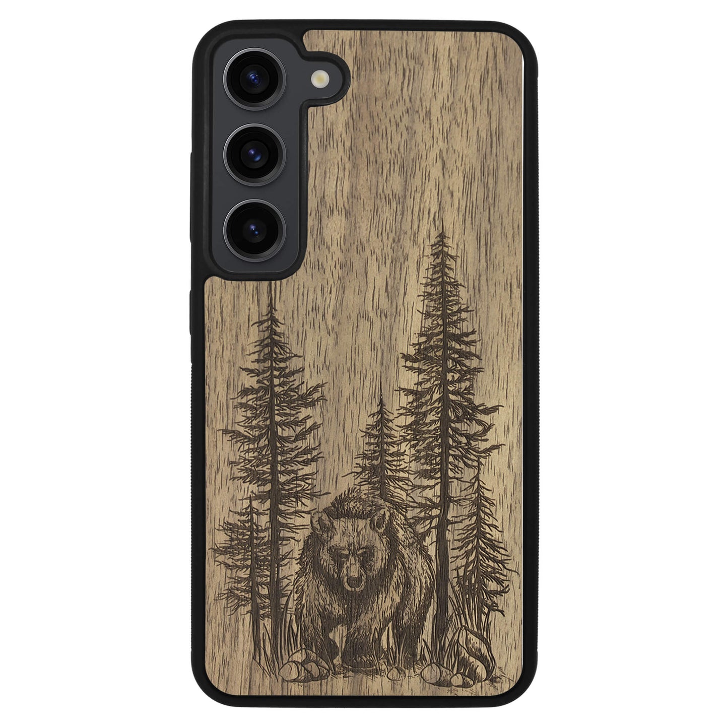 Wooden Case for Samsung Galaxy S23 Bear Forest