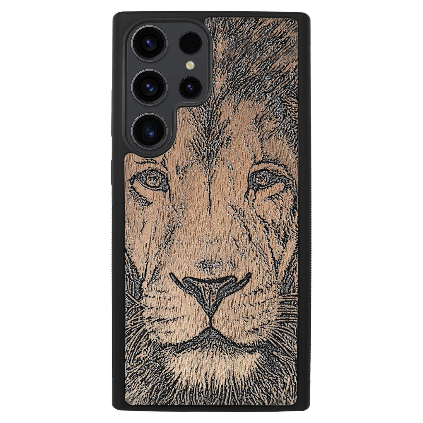 Wooden Case for Samsung Galaxy S23 Ultra Lion face