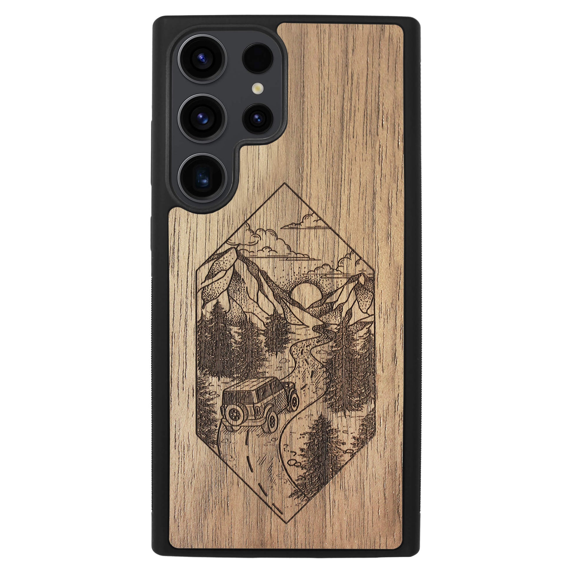 Wooden Case for Samsung Galaxy S23 Ultra Mountain Road