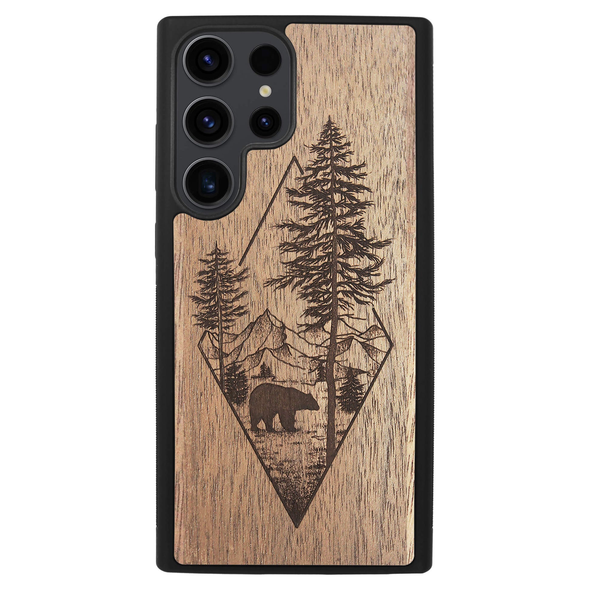 Wooden Case for Samsung Galaxy S23 Ultra Woodland Bear