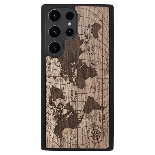 Wooden Case for Samsung Galaxy S23 Ultra World Map