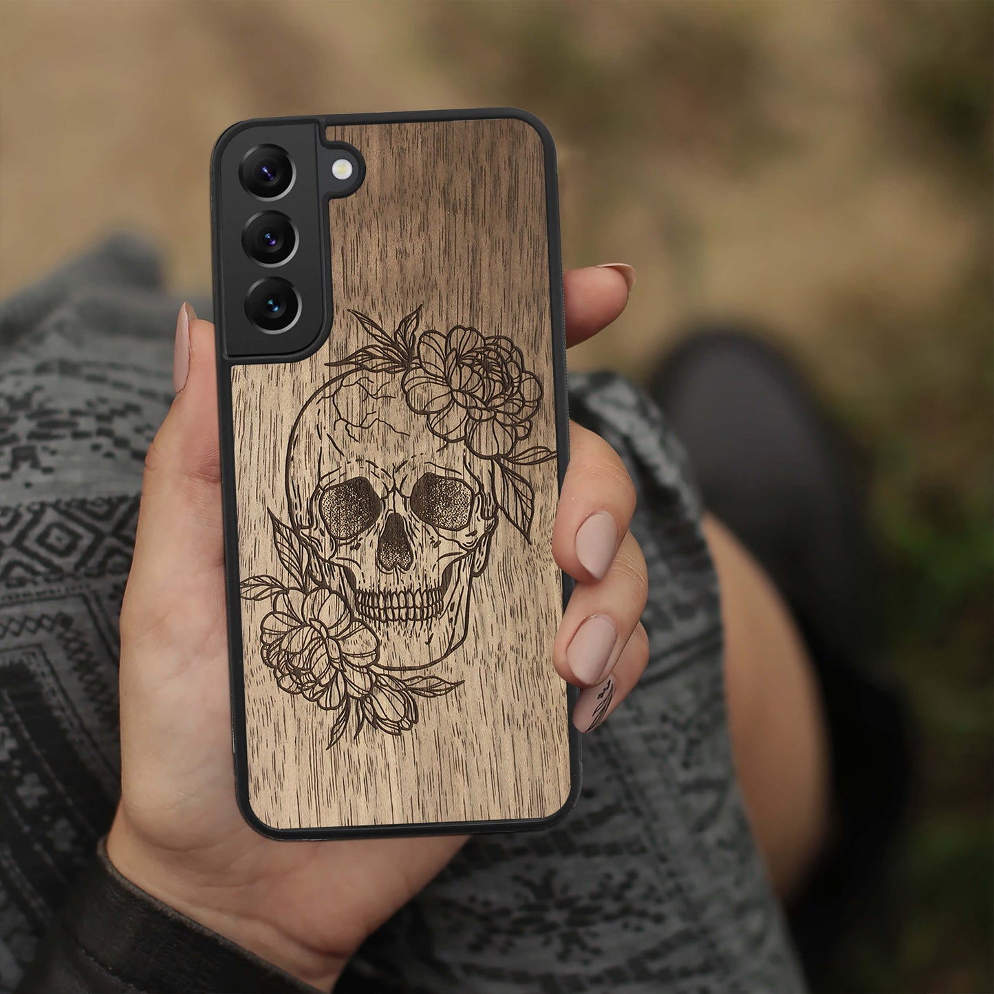Wood Galaxy S23 Ultra Case Skull