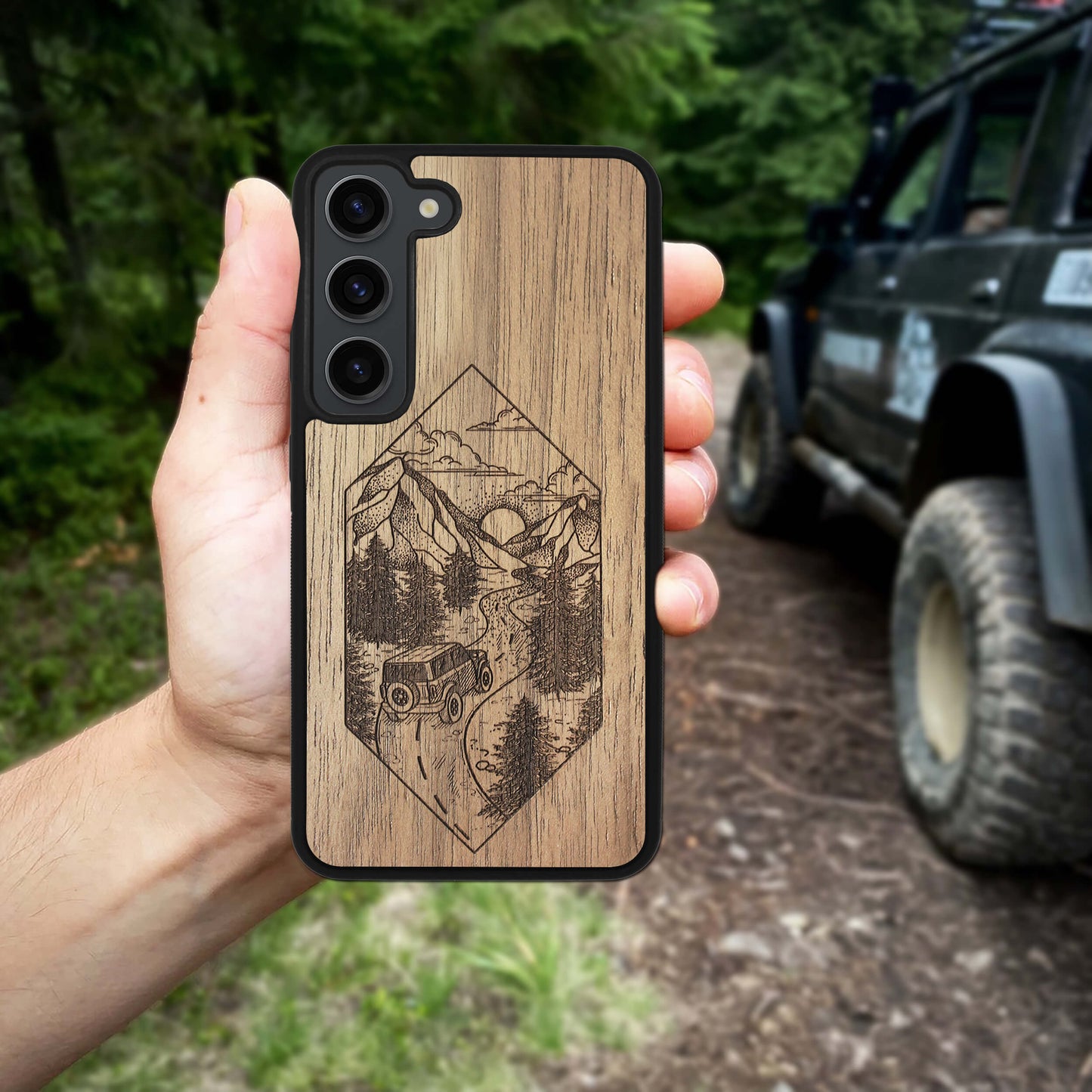 Wood Galaxy S23 Ultra Case Mountain Road