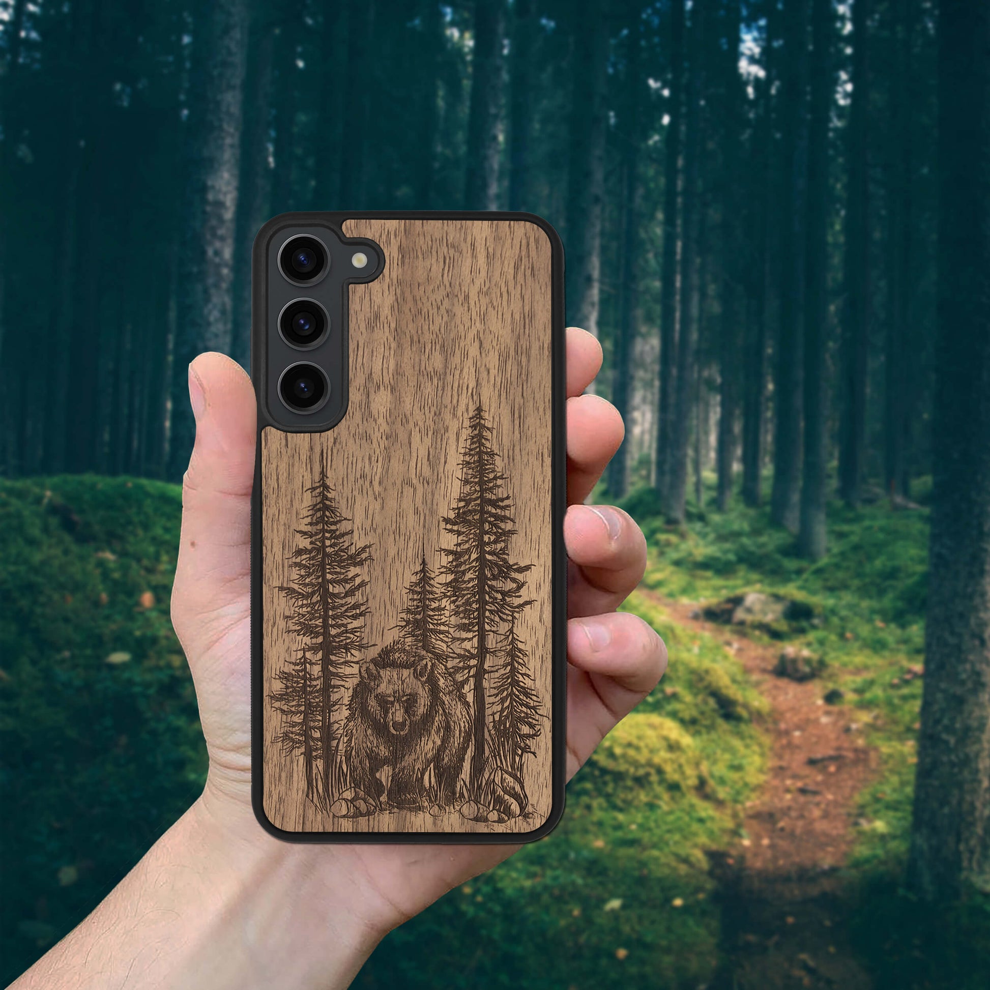 Wood Galaxy S23 Case Bear Forest