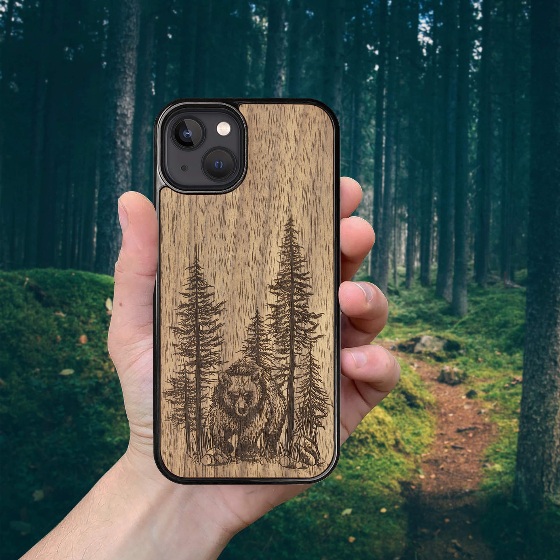 Wood iPhone 14 Pro Case Bear Forest