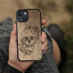 Wood iPhone 14 Pro Max Case Skull