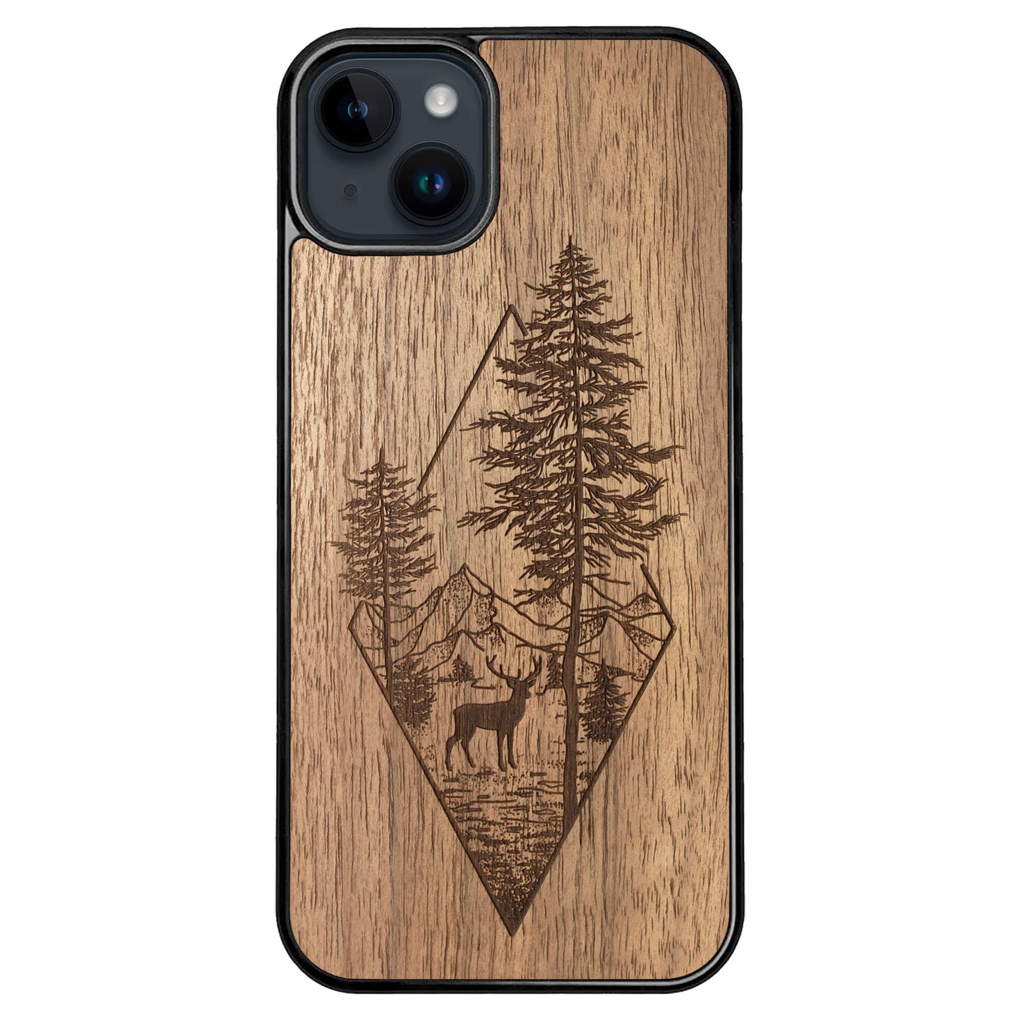 Wooden Case for iPhone 14 Plus Deer Woodland