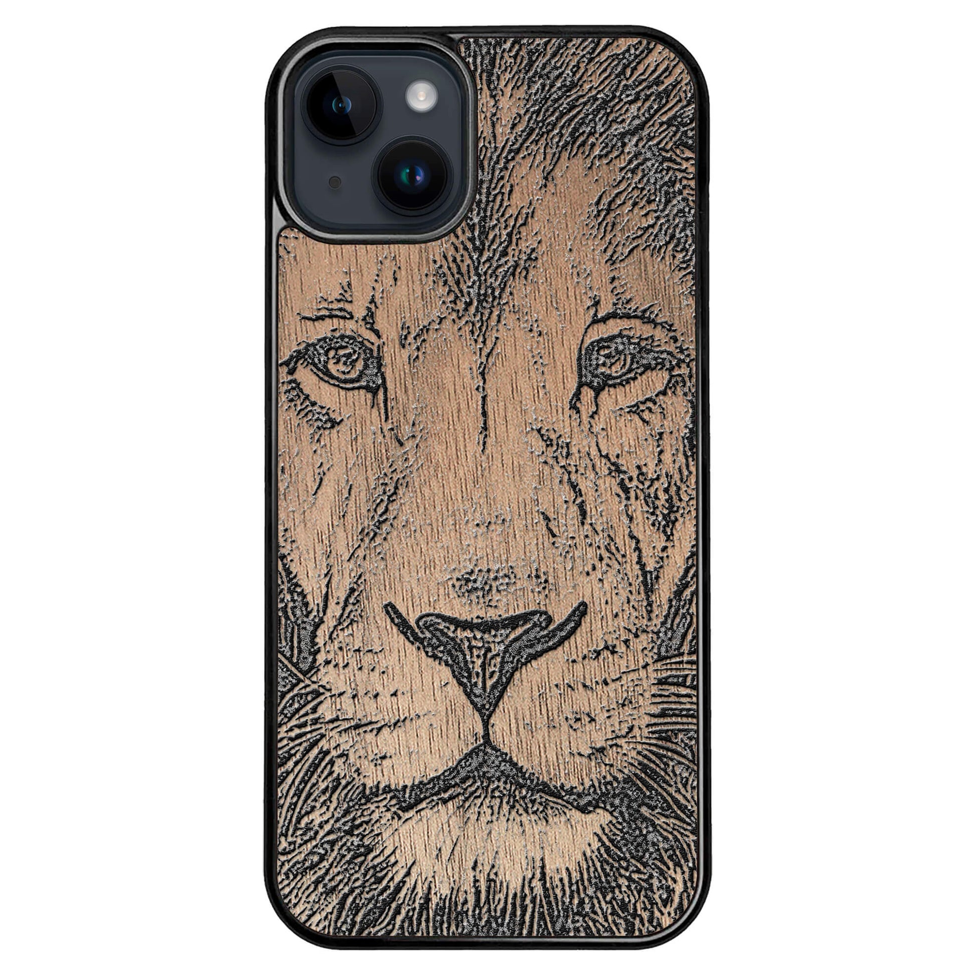 Wooden Case for iPhone 14 Plus Lion face