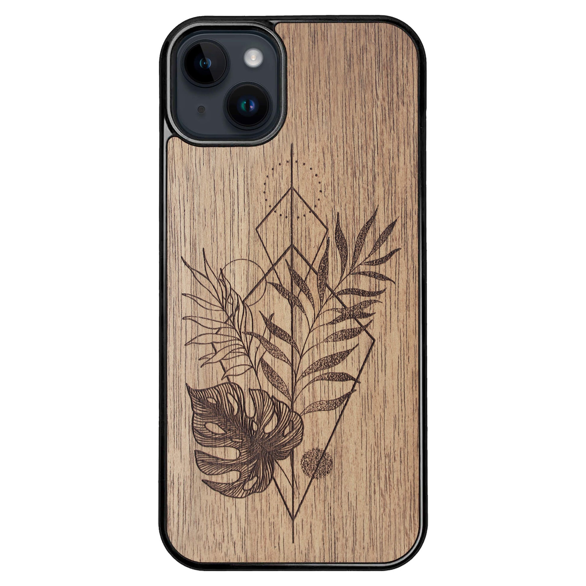 Wooden Case for iPhone 14 Plus Monstera