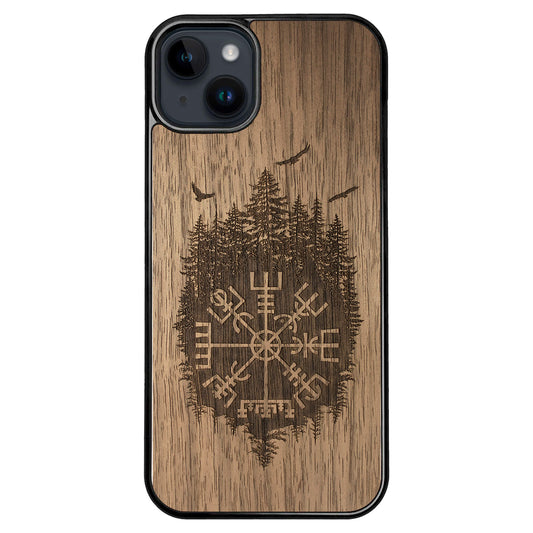 Wooden Case for iPhone 14 Plus Viking Compass Vegvisir