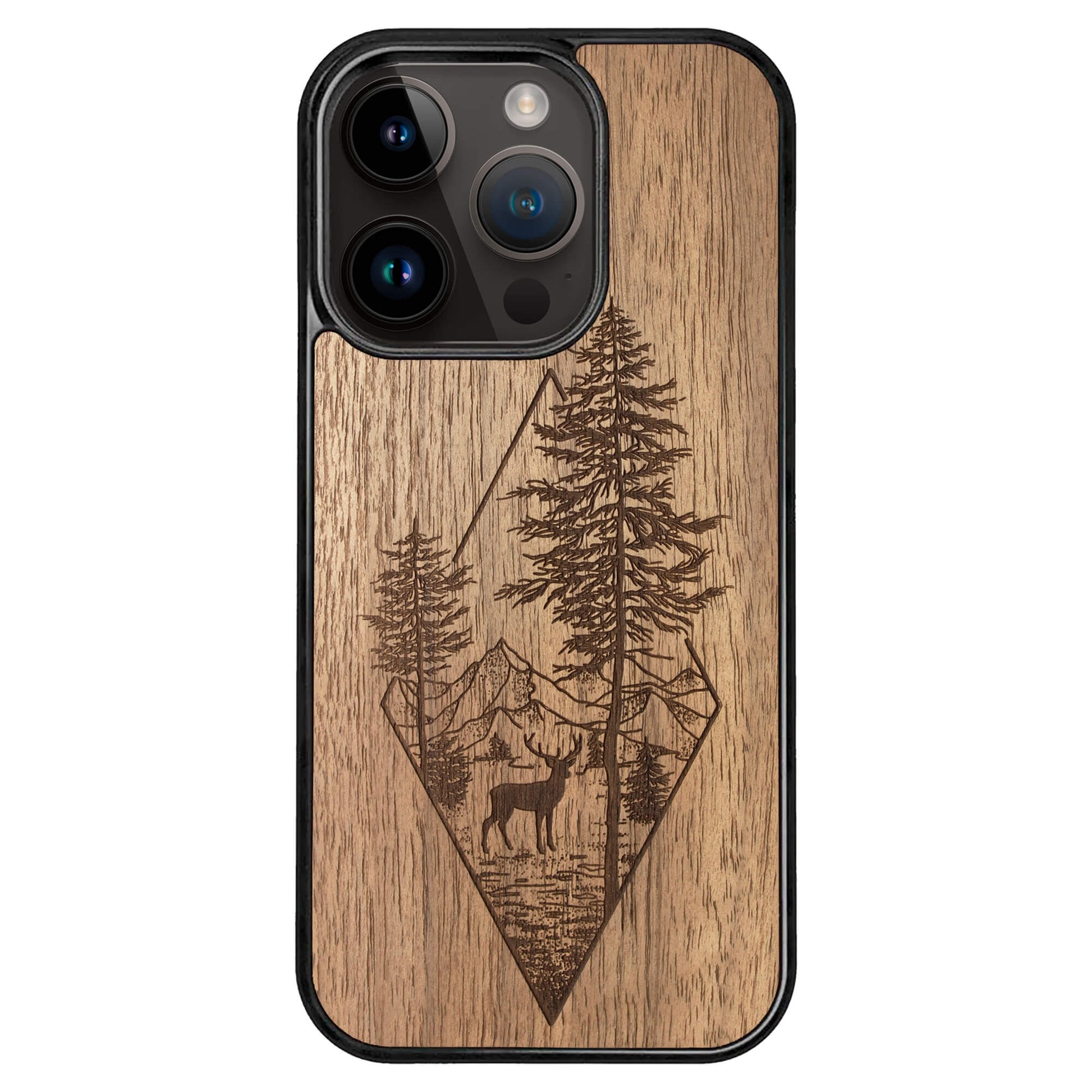 Wooden Case for iPhone 14 Pro Deer Woodland