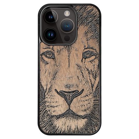 Wooden Case for iPhone 14 Pro Lion face