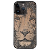 Wooden Case for iPhone 14 Pro Max Lion face
