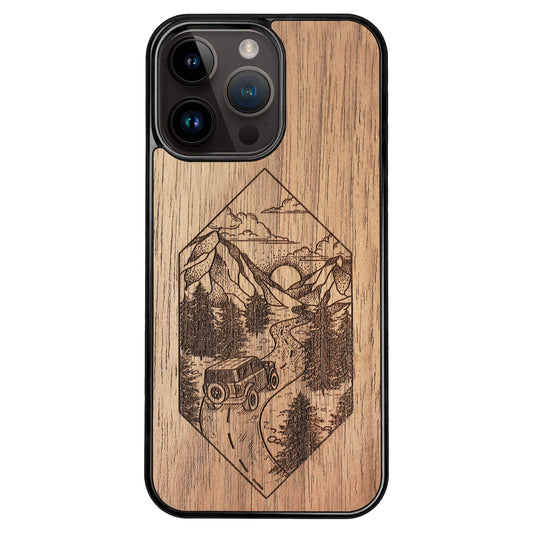 Wooden Case for iPhone 14 Pro Max Mountain Road