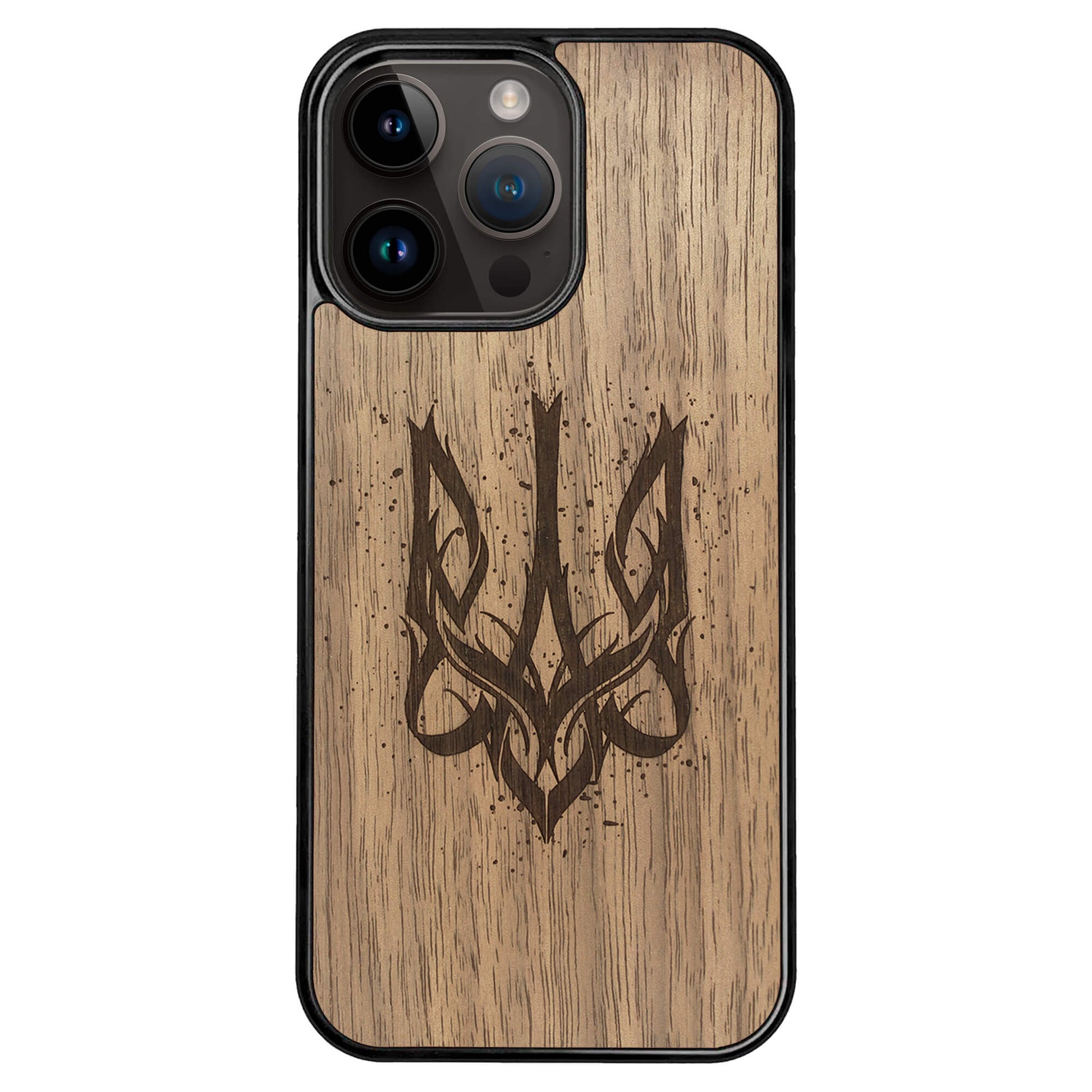 Wooden Case for iPhone 14 Pro Max Ukrainian Trident Trizub