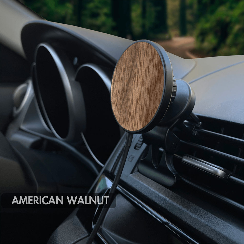 American Walnut MagSafe Car wireless charger