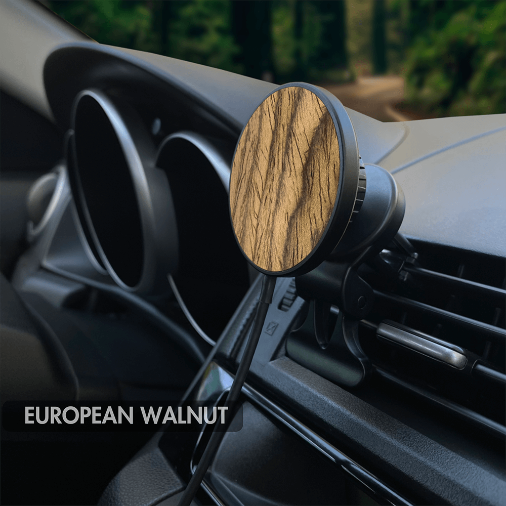 European Walnut MagSafe Car wireless charger