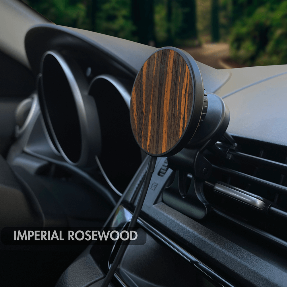 Imperial Rosewood MagSafe Car wireless charger