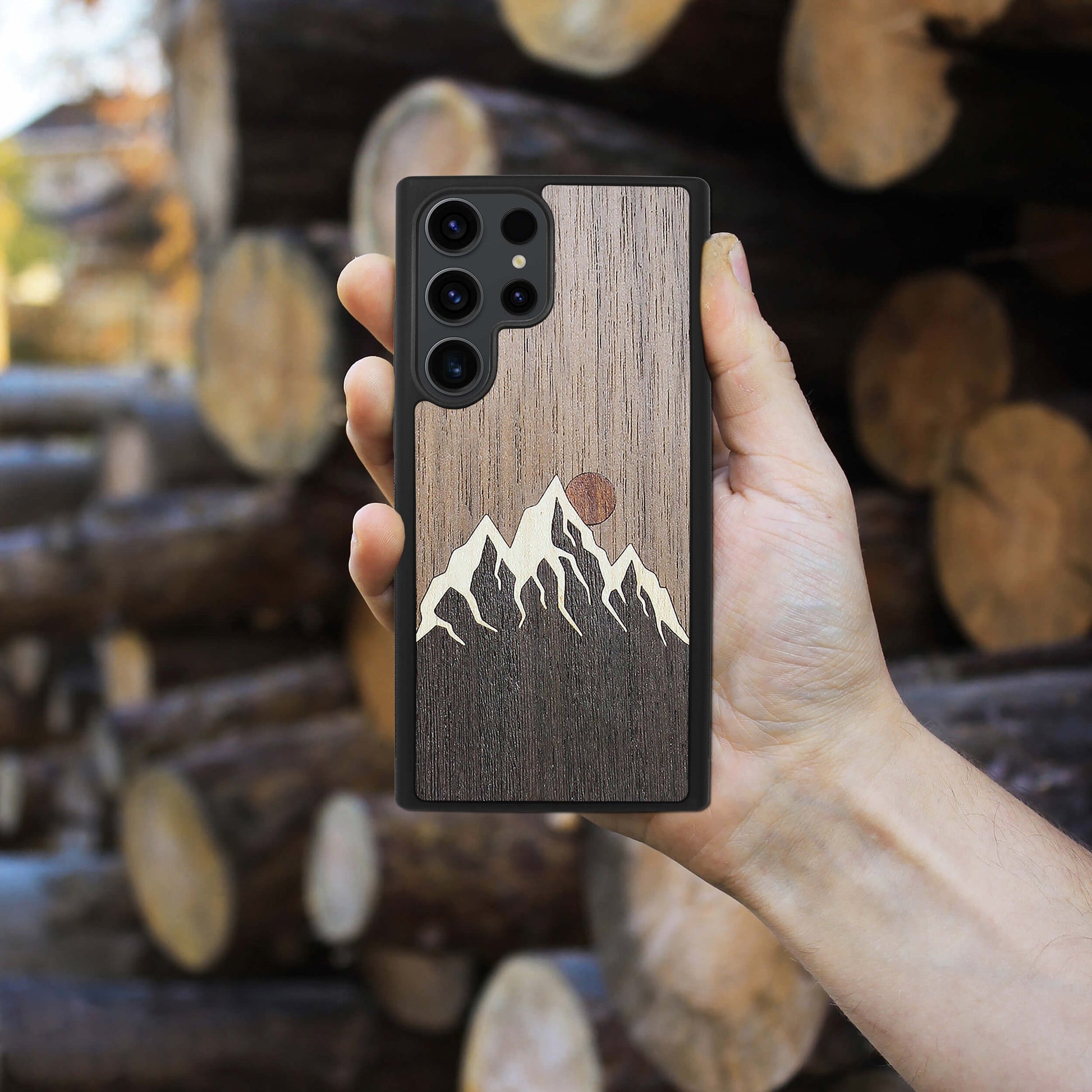 Wood Galaxy S22 Ultra Case Mountains