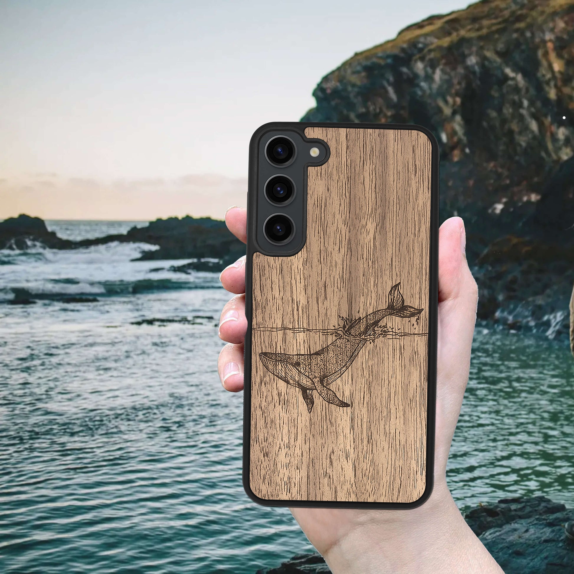 Wood Galaxy S23 Ultra Case Whale
