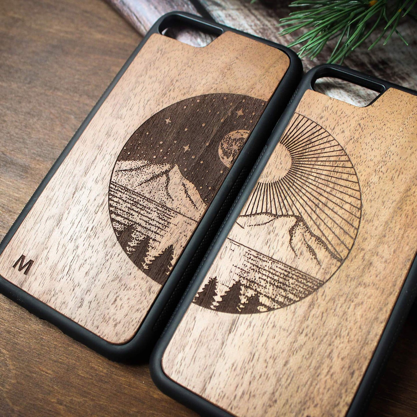 Mountain - Wooden Samsung Galaxy Pair Case
