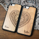 Mandala - Wooden Pixel Case for Couple