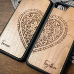 Mandala - Wooden Pixel Case for Couple