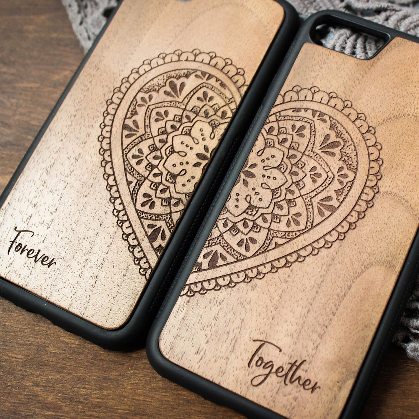 Mandala - Wooden iPhone Case for Couple