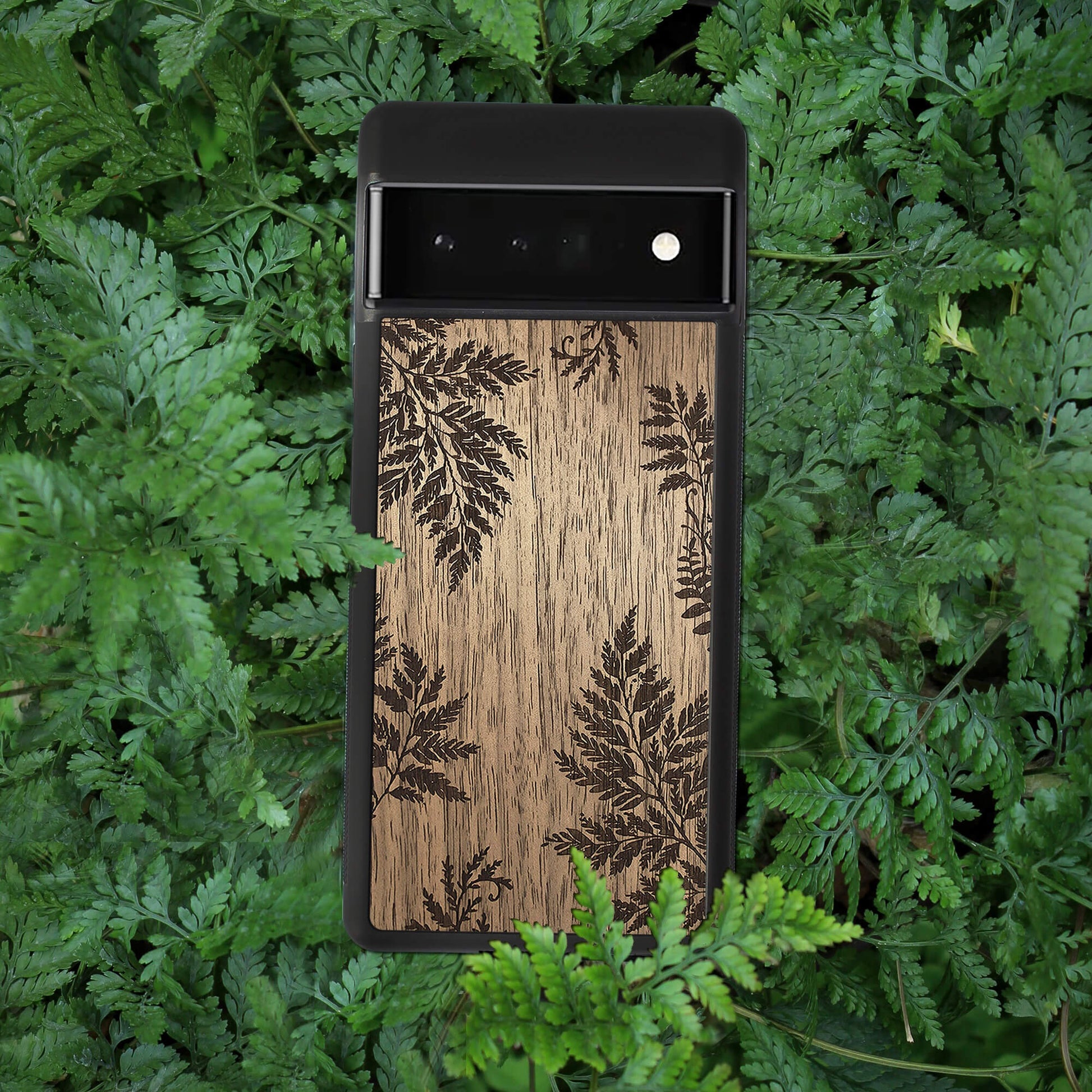 Wood Pixel 5 Case Botanical Fern