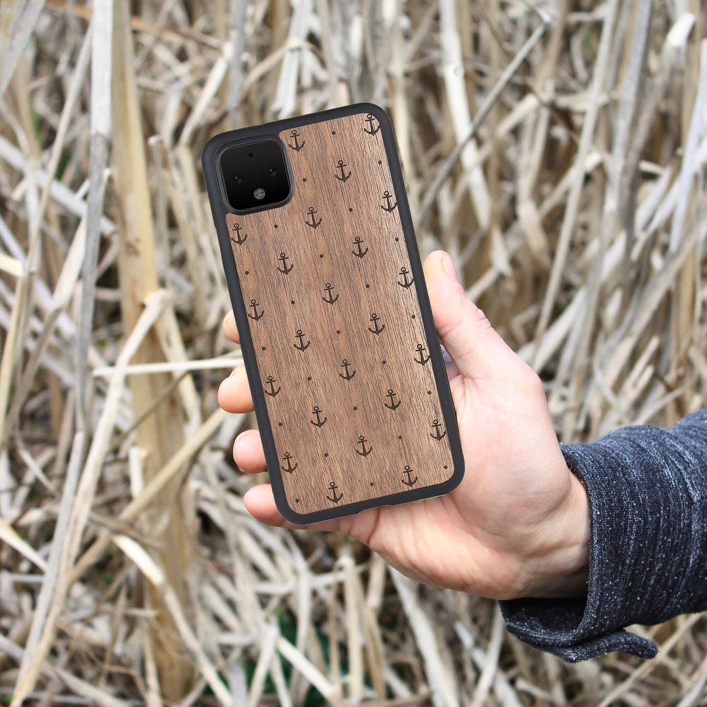 Wooden Pixel 4 Case Anchor