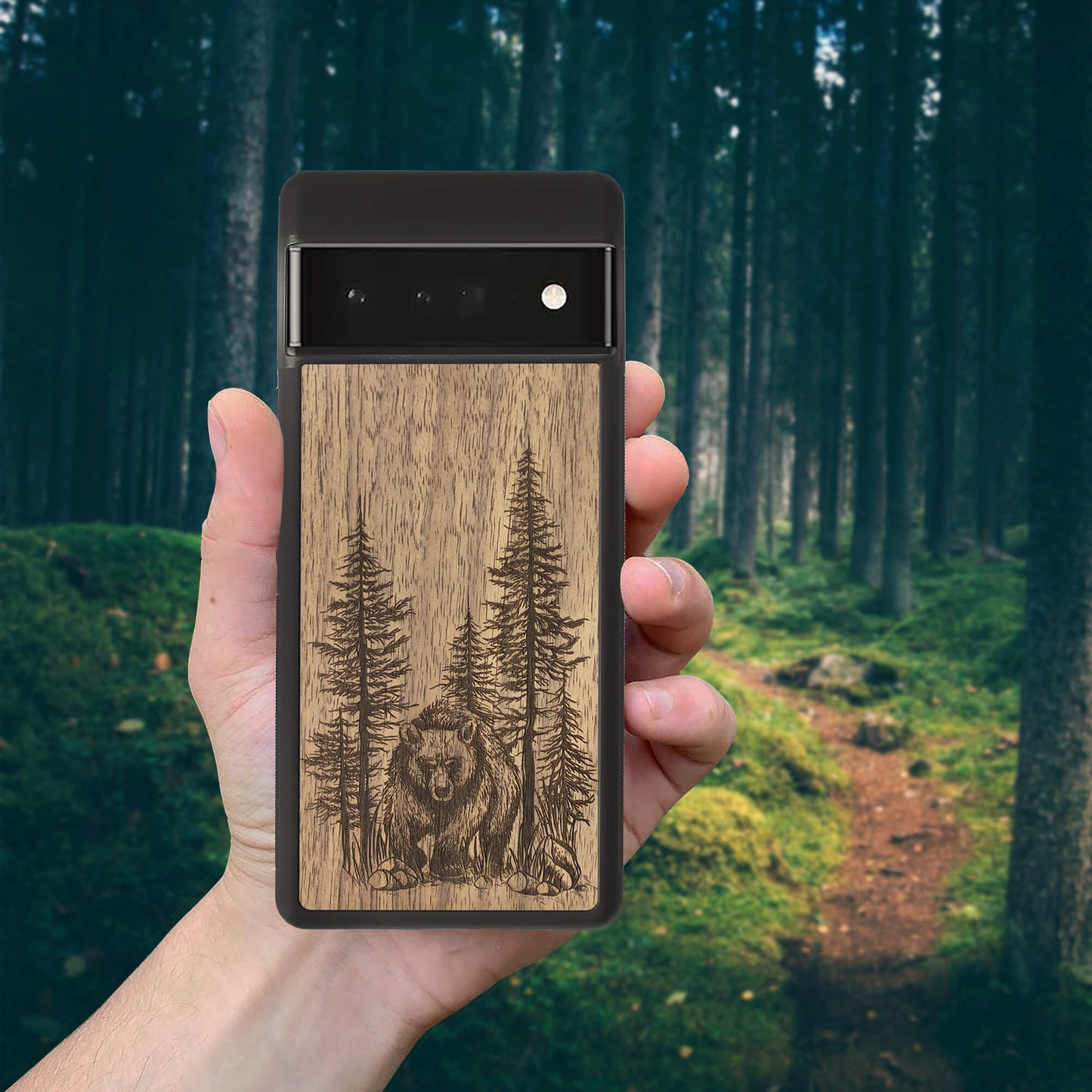 Wood Google Pixel 3A Case Bear Forest