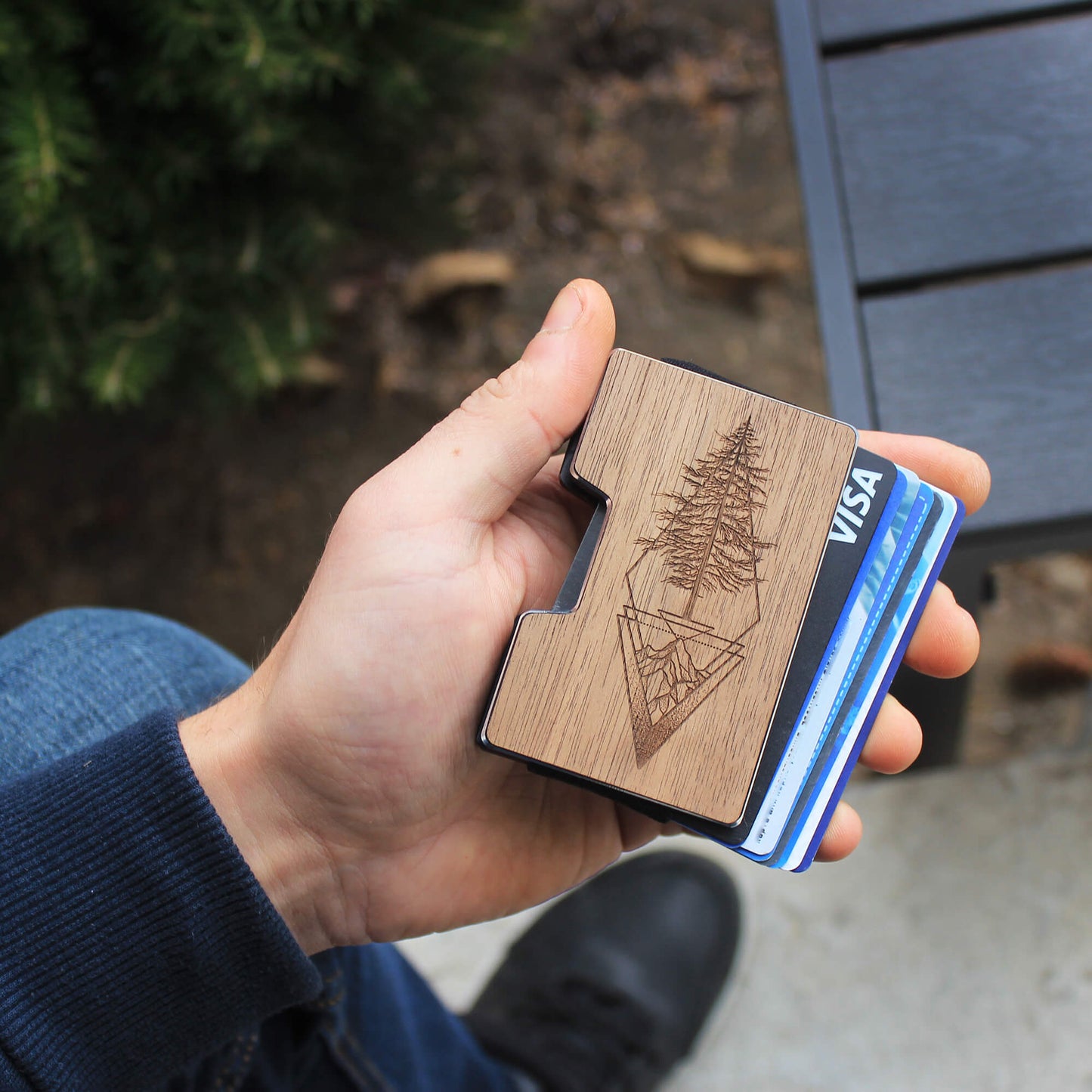 Picea - Wooden Credit Card Holder with Money Clip Wallet