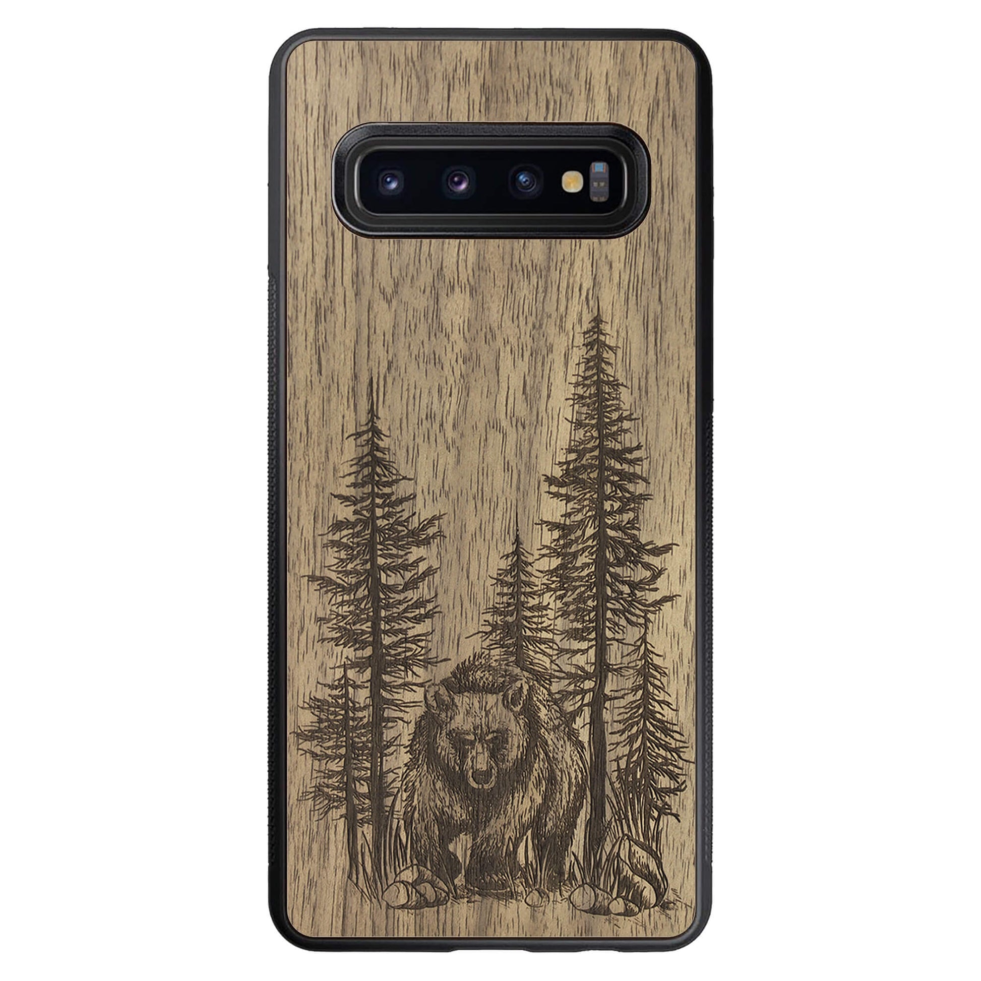 Wooden Case for Samsung Galaxy S10 Bear Forest