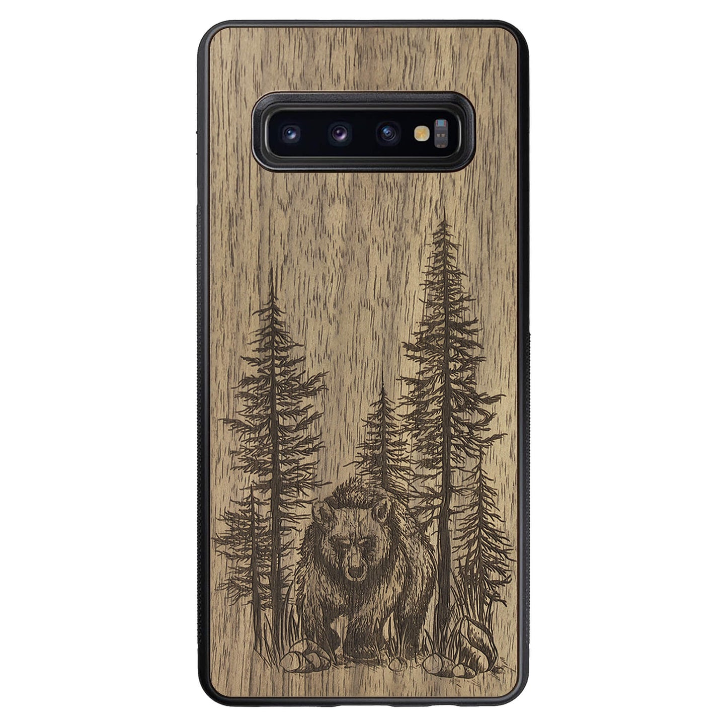 Wooden Case for Samsung Galaxy S10 Plus Bear Forest