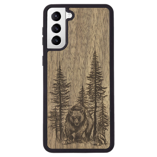 Wooden Case for Samsung Galaxy S21 Plus Bear Forest