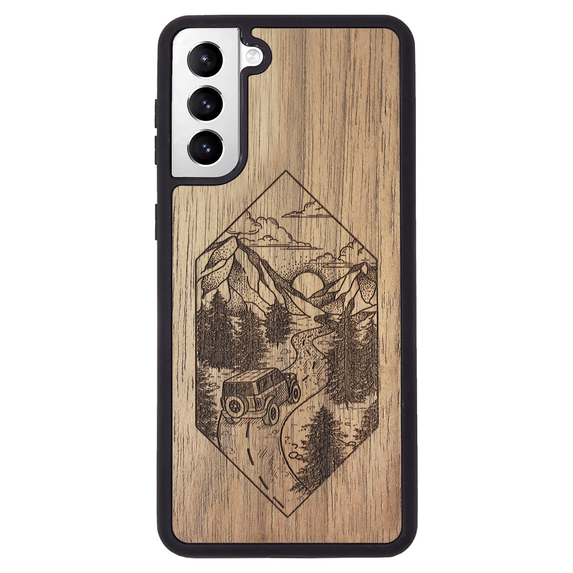 Wooden Case for Samsung Galaxy S21 Plus Mountain Road