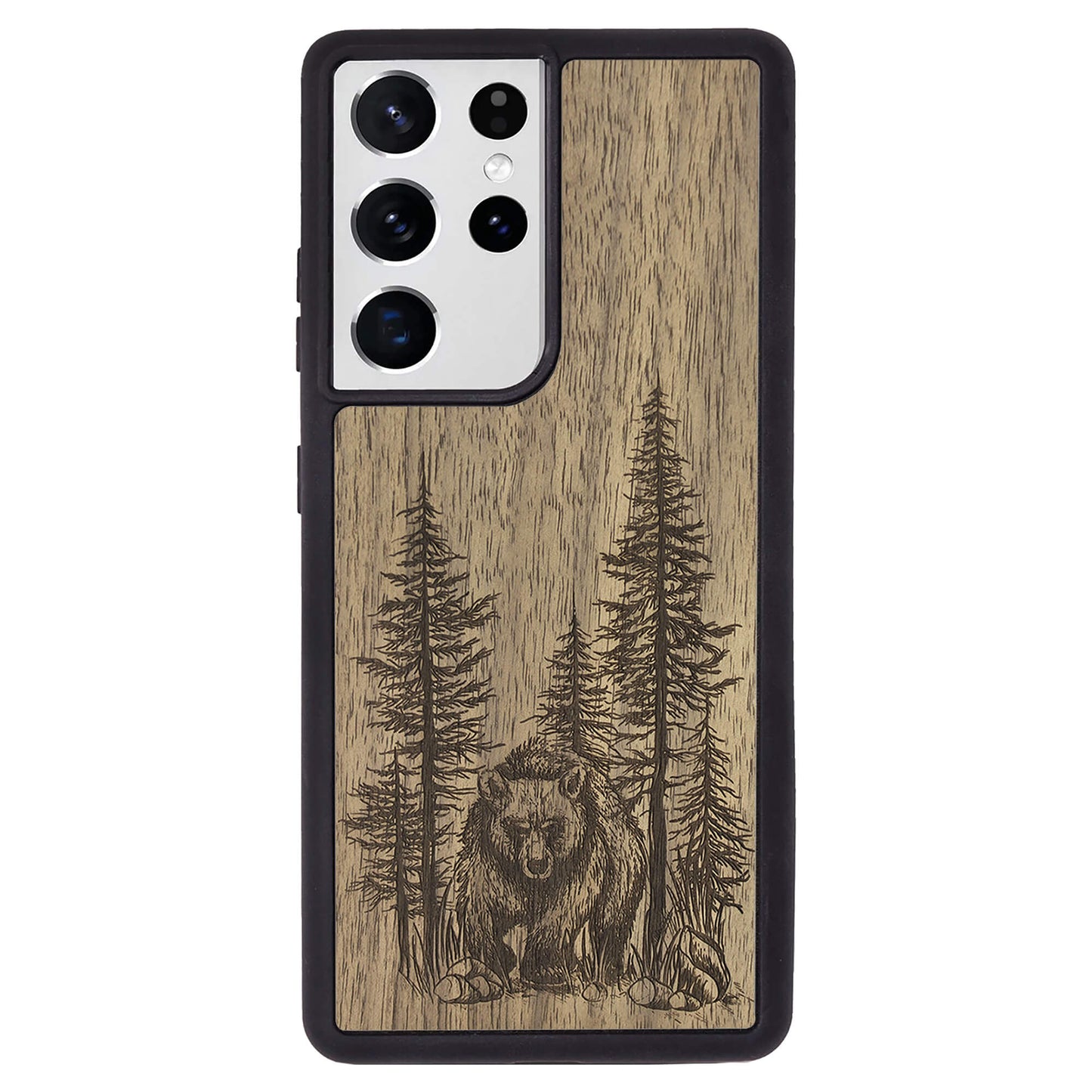 Wooden Case for Samsung Galaxy S21 Ultra Bear Forest