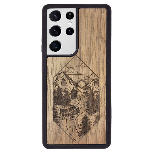 Wooden Case for Samsung Galaxy S21 Ultra Mountain Road