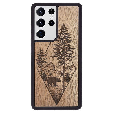 Wooden Case for Samsung Galaxy S21 Ultra Woodland Bear