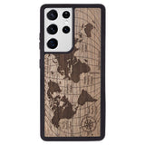 Wooden Case for Samsung Galaxy S21 Ultra World Map
