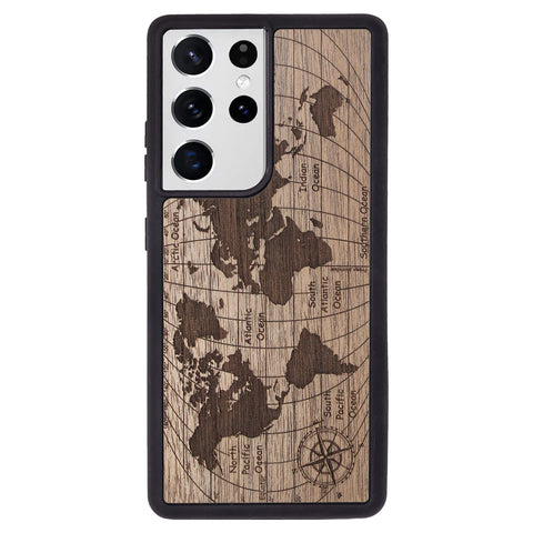 Wooden Case for Samsung Galaxy S21 Ultra World Map